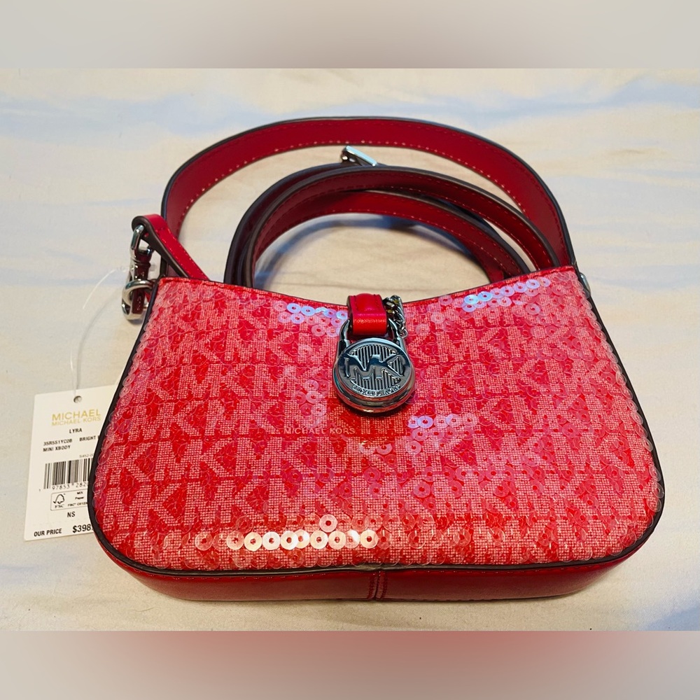 GORGEOUS Michael Kors Red Sequin Crossbody Bag NWT